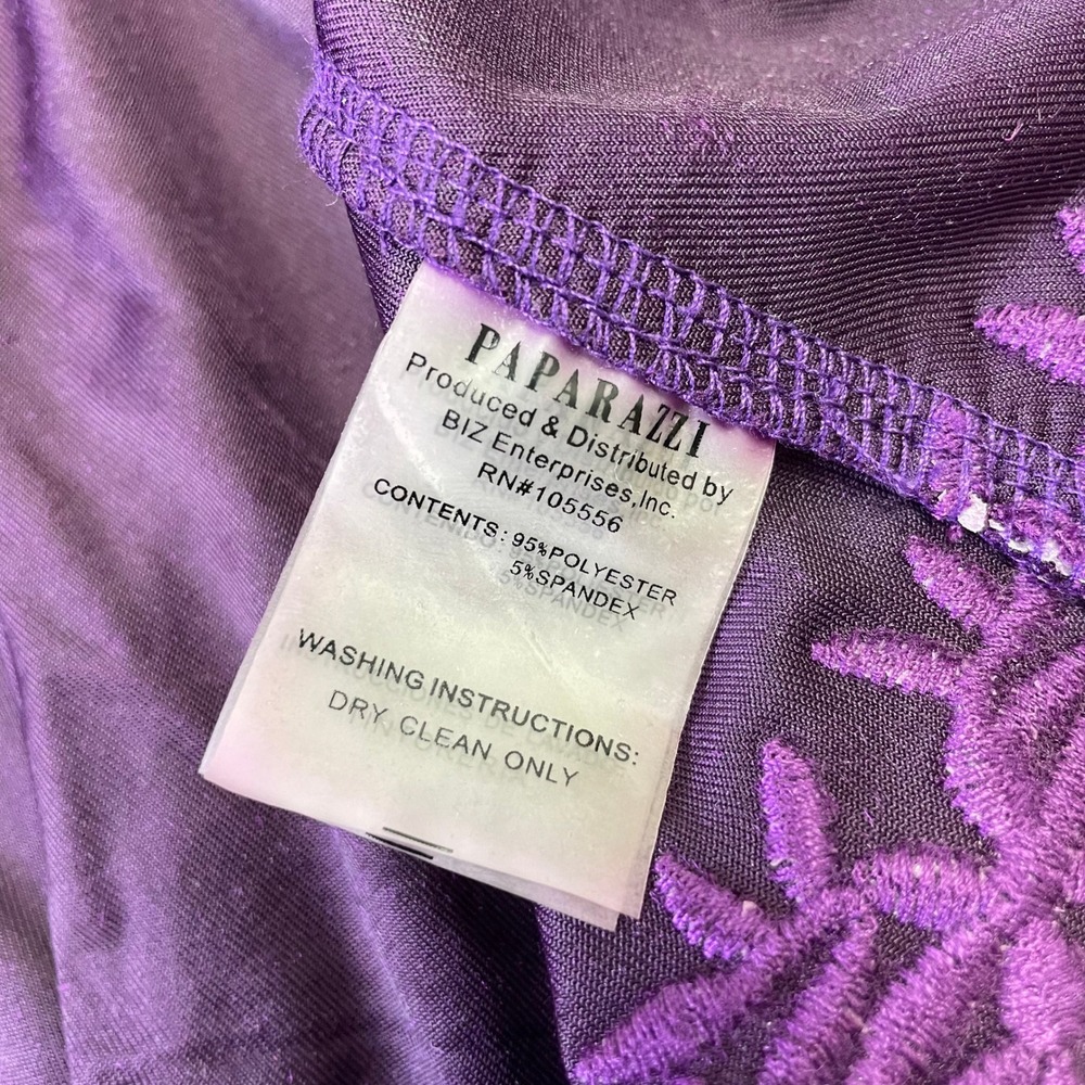 Paparazzi Purple Velvet Embroidered Open Front Cardigan Jacket M Boho - Picture 13 of 16